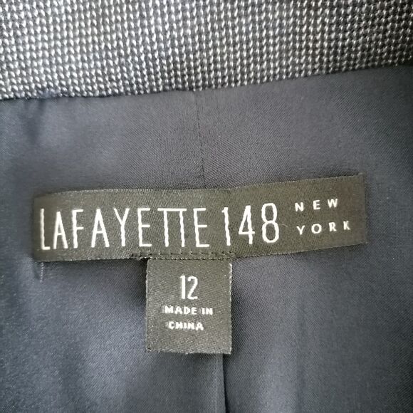 Lafayette 148 New York Gray Peak Lapel Single Breasted Two Button Blazer Sz 12 - Picture 5 of 7